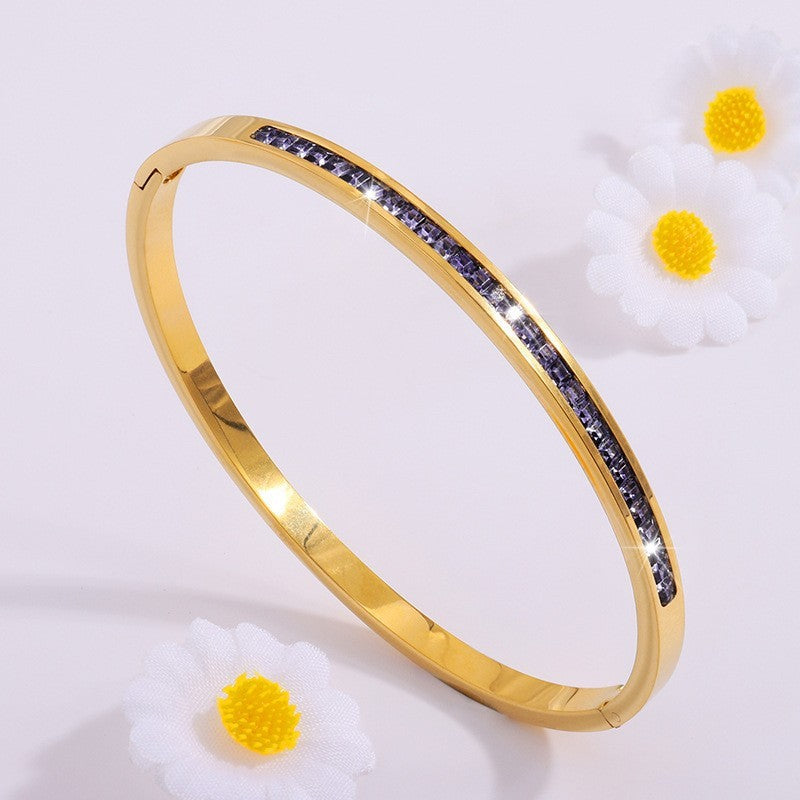 Charm & Dazzle Crystal Hinged Bangle Bracelet