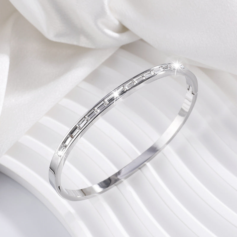 Charm & Dazzle Baguette Crystal Hinged Bangle Bracelet