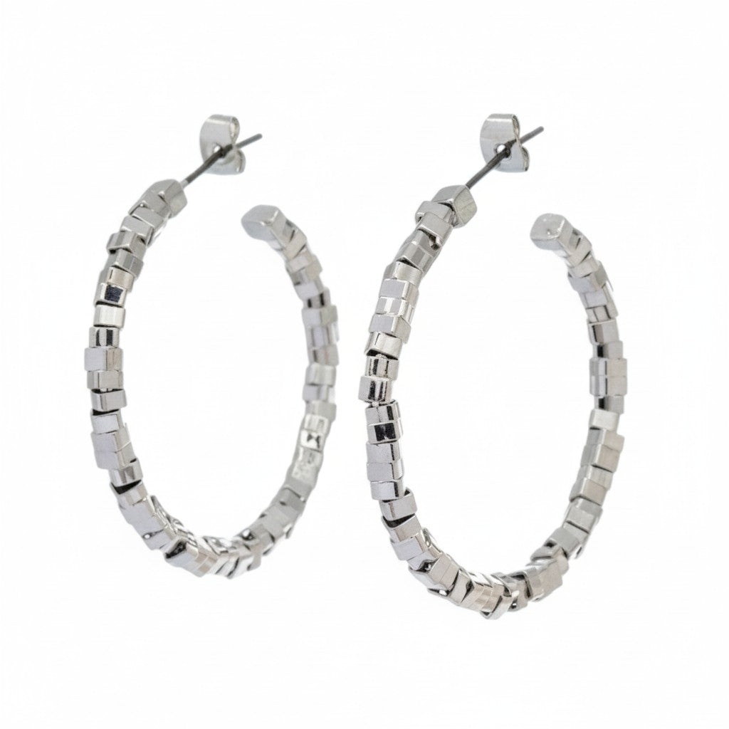 Jagged Edge Textured Hoop Earrings