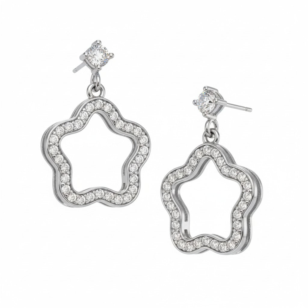 Lucky Clover Cubic Zirconia Drop Earrings