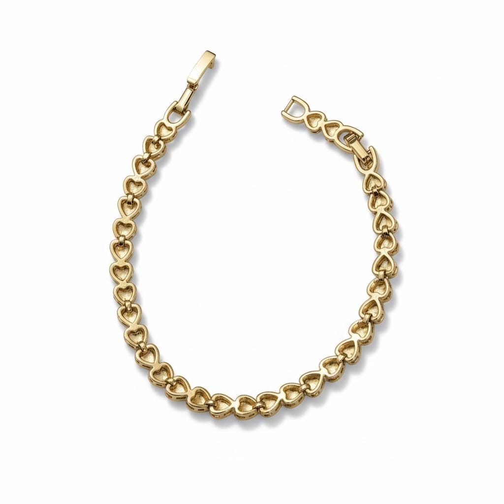 Eternal Pulse 18k Gold Filled Heart Link Bracelet: Romantic Anniversary Jewelry Gift for Her
