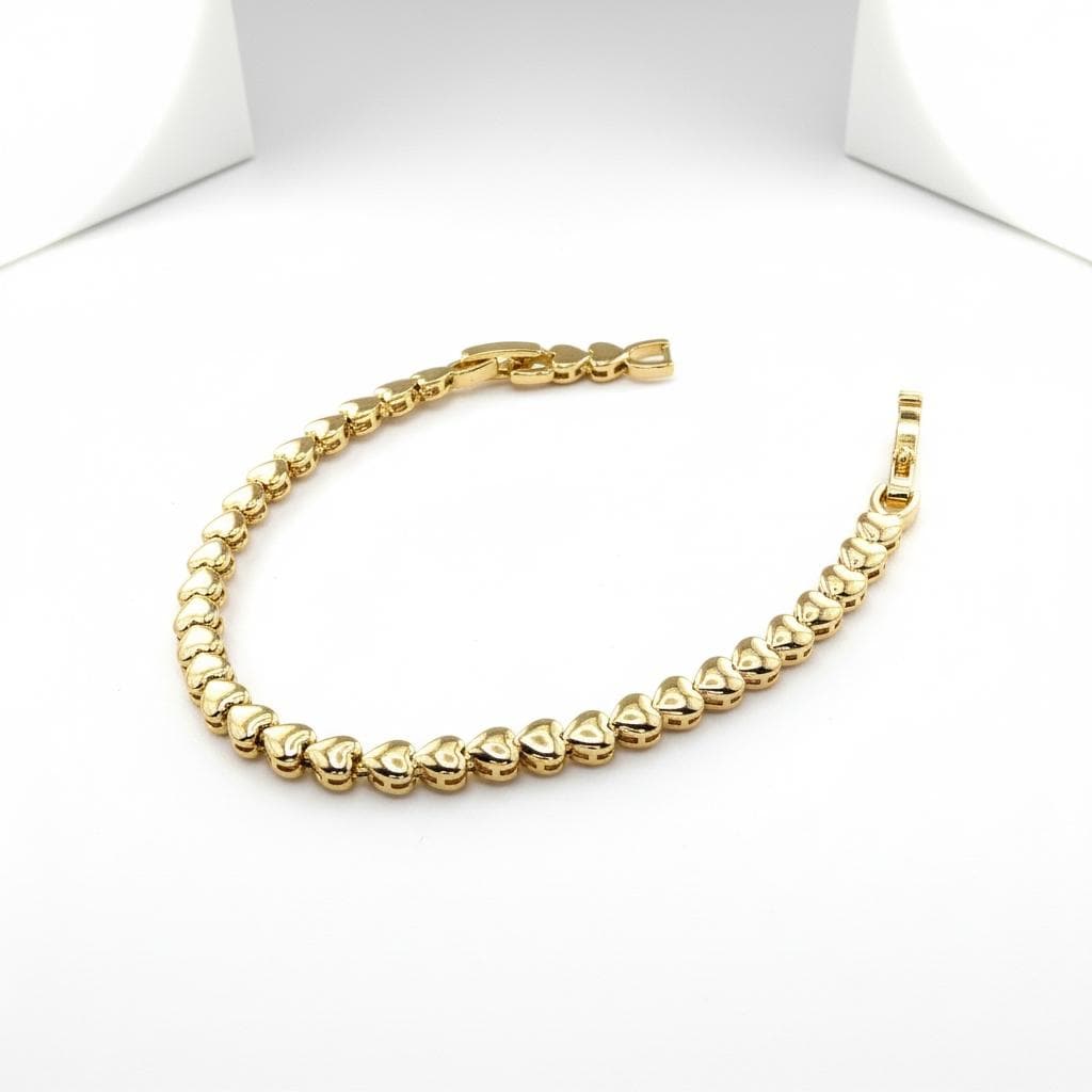 Eternal Pulse 18k Gold Filled Heart Link Bracelet: Romantic Anniversary Jewelry Gift for Her