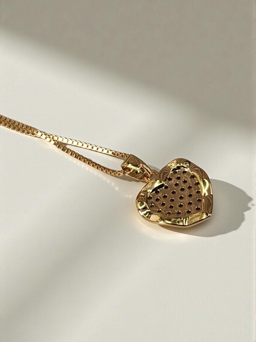 18k Gold Filled Pave Necklace | Sparkling Cubic Zirconia Heart Pendant | Waterproof Tarnish Resistant Jewelry | Romantic Gift for Her