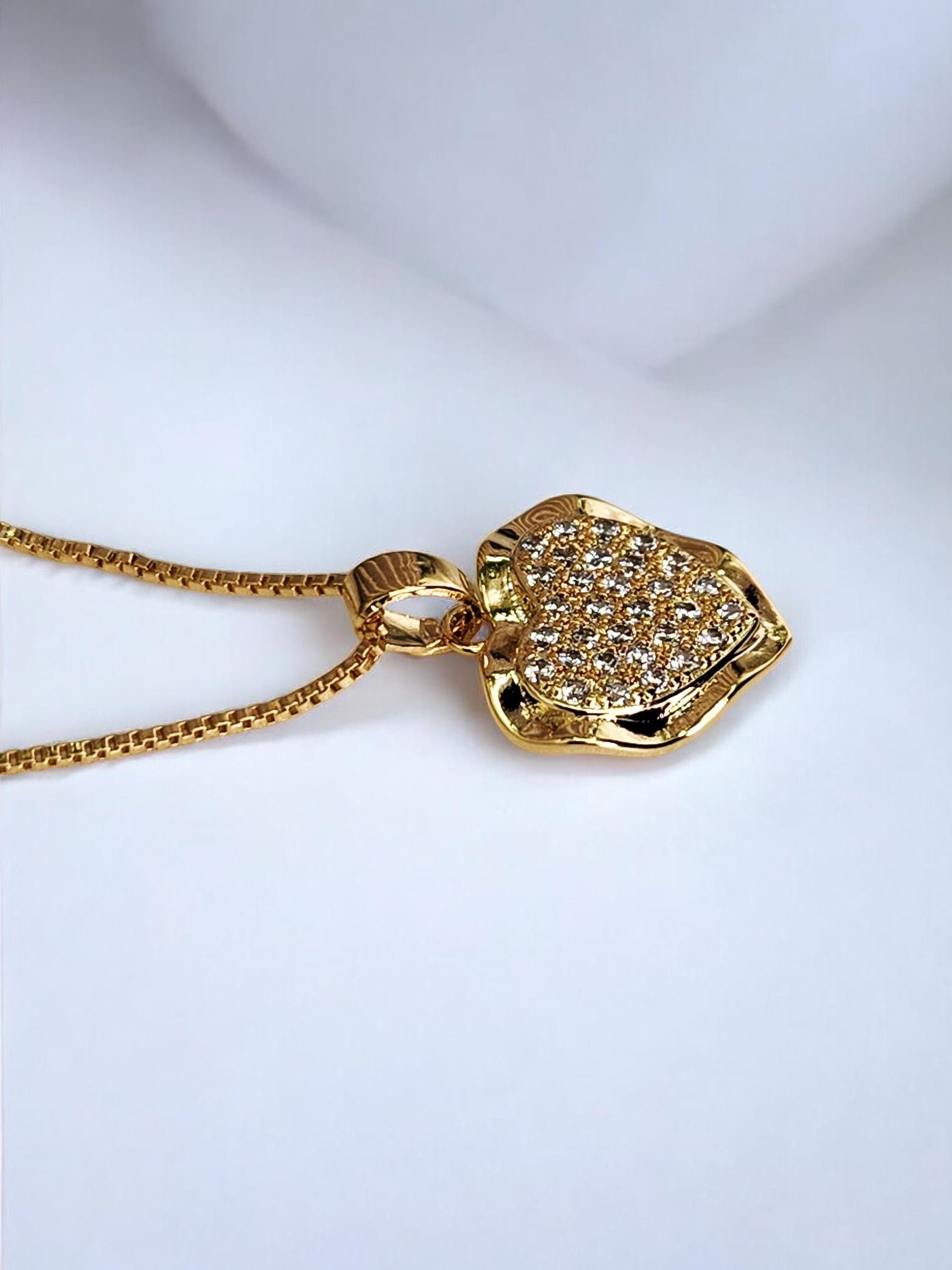 18k Gold Filled Pave Necklace | Sparkling Cubic Zirconia Heart Pendant | Waterproof Tarnish Resistant Jewelry | Romantic Gift for Her