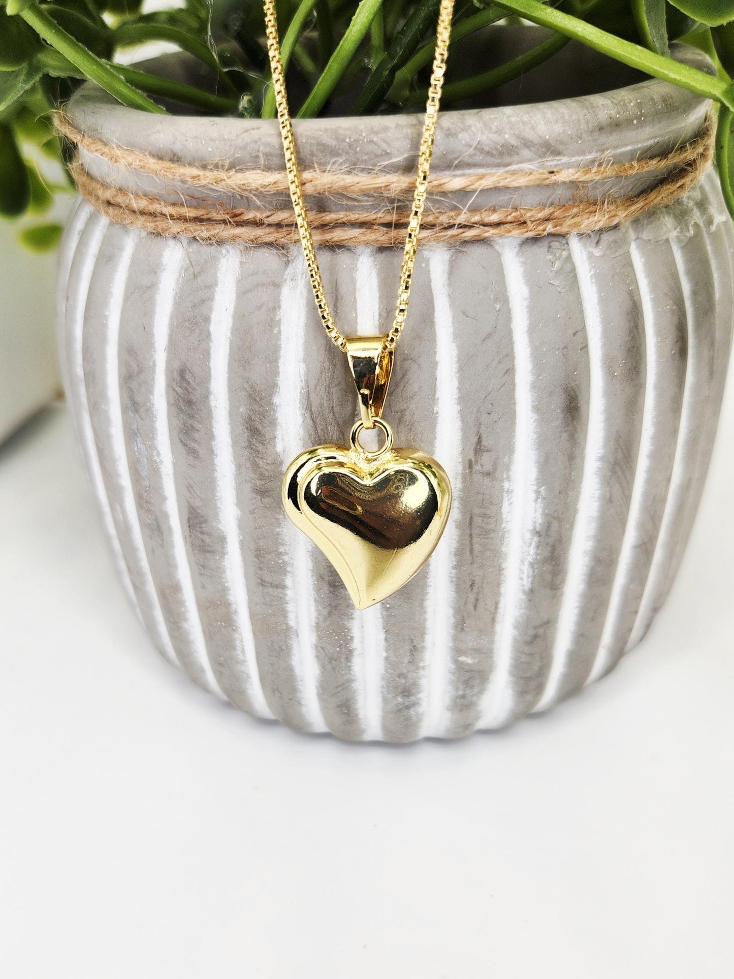 18K Gold Filled Heart Necklace • Dainty Gold Heart Pendant • Water Resistant Minimalist Jewelry • Valentine's Day, Birthday Gift