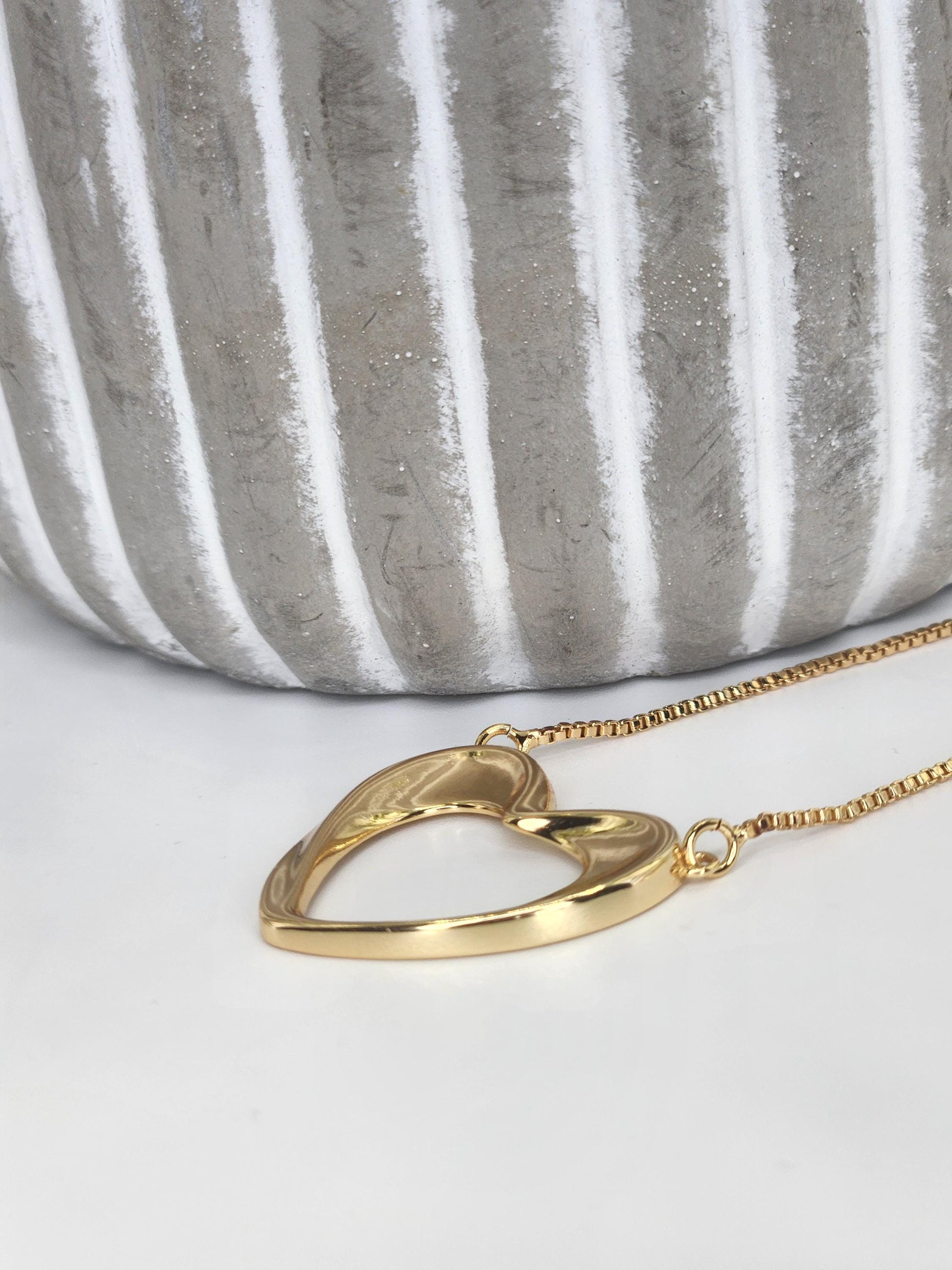 18K Gold Filled Heart Necklace • Dainty Gold Heart Pendant • Water Resistant Minimalist Jewelry • Valentine's Day, Birthday Gift