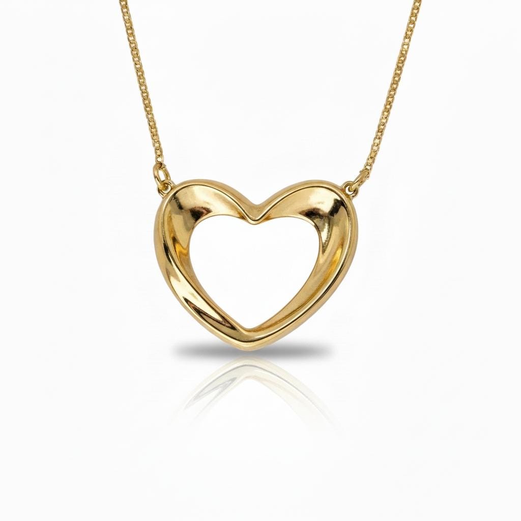 18K Gold Filled Heart Necklace • Dainty Gold Heart Pendant • Water Resistant Minimalist Jewelry • Valentine's Day, Birthday Gift