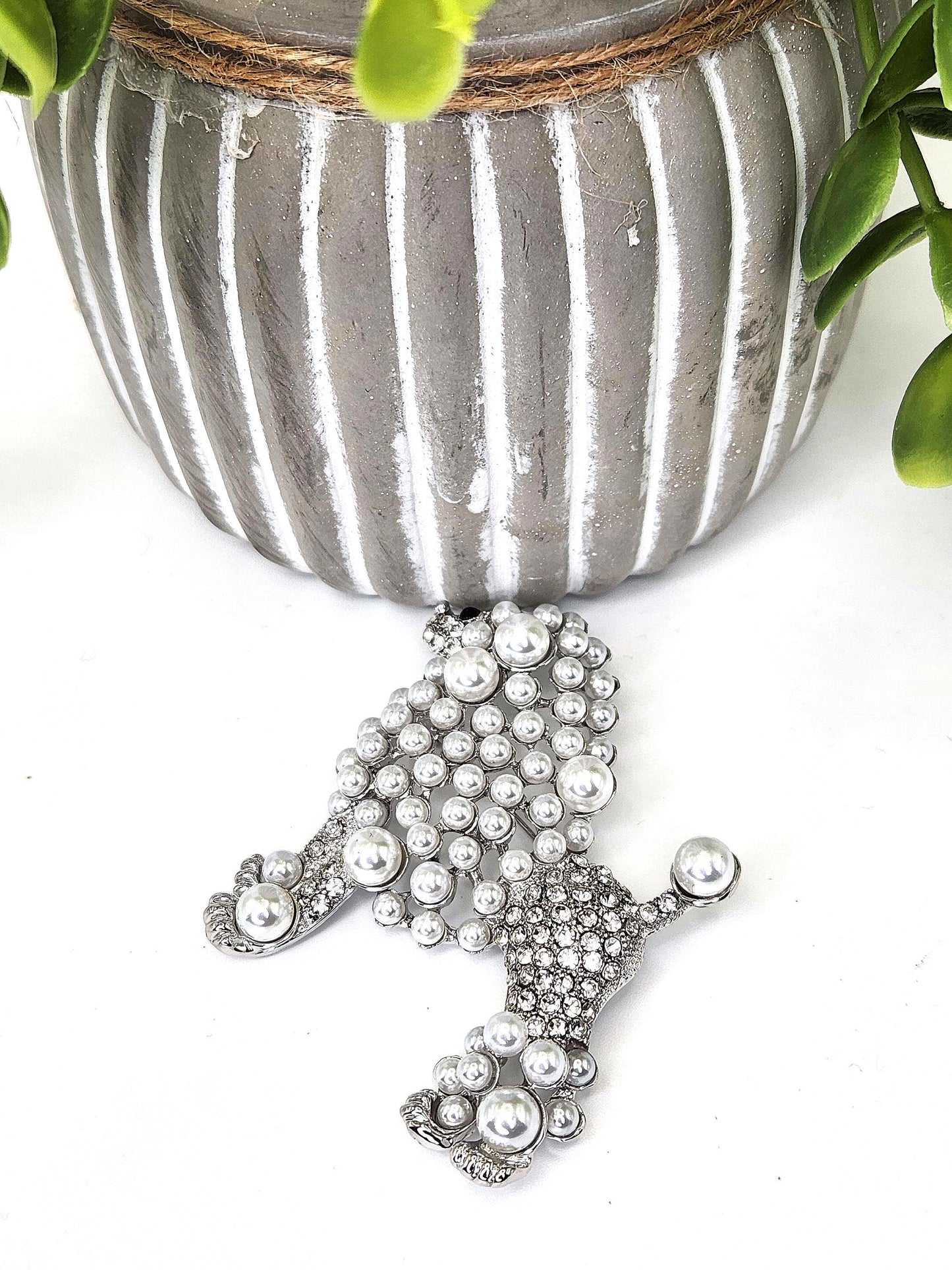 Sorority Inspired Poodle Brooch - Blue and Gold Sorority Gift - Pearl and Pave Crystal Poodle Pin - SGRho Pretty Poodles Accessories