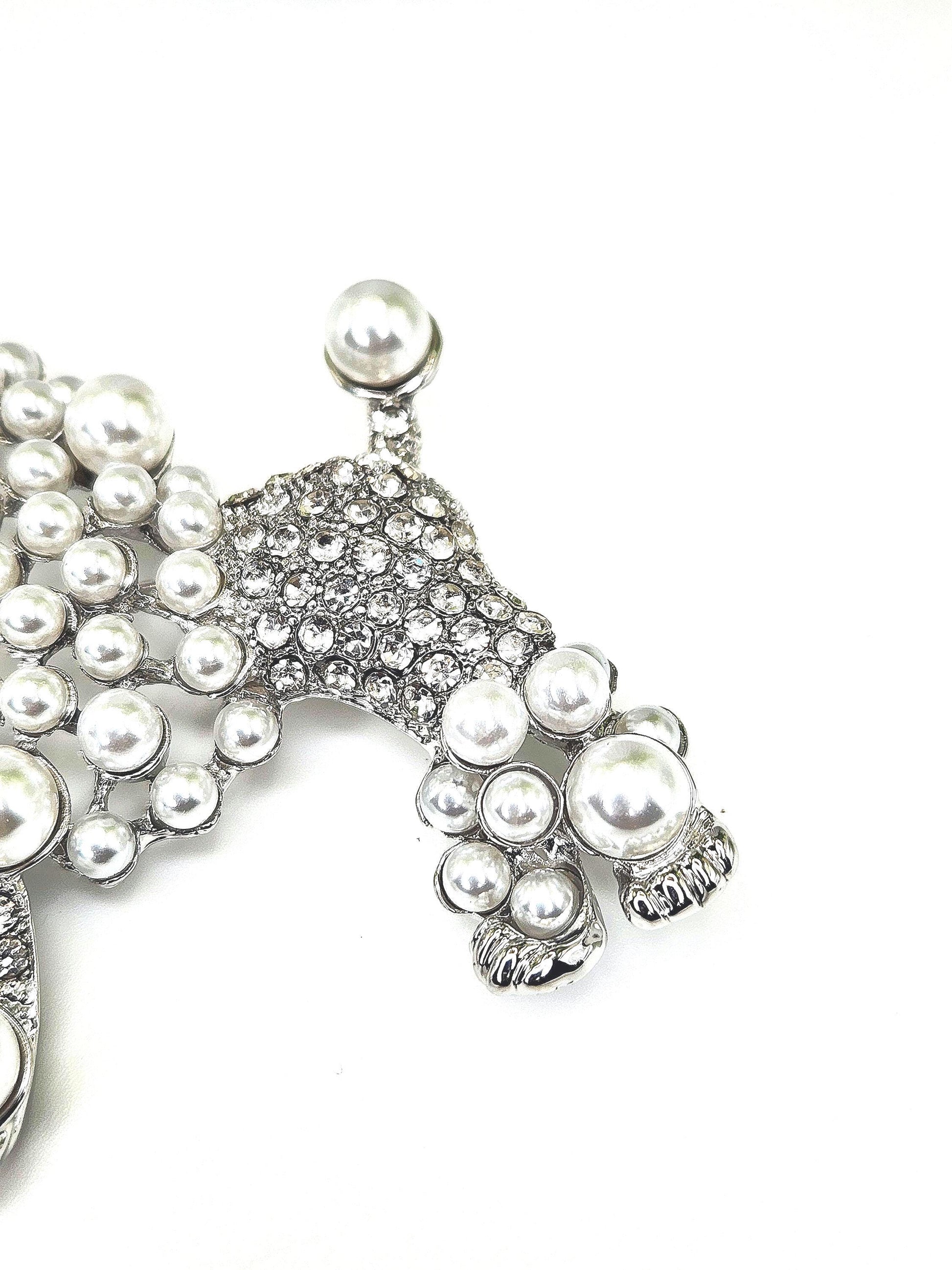 Sorority Inspired Poodle Brooch - Blue and Gold Sorority Gift - Pearl and Pave Crystal Poodle Pin - SGRho Pretty Poodles Accessories
