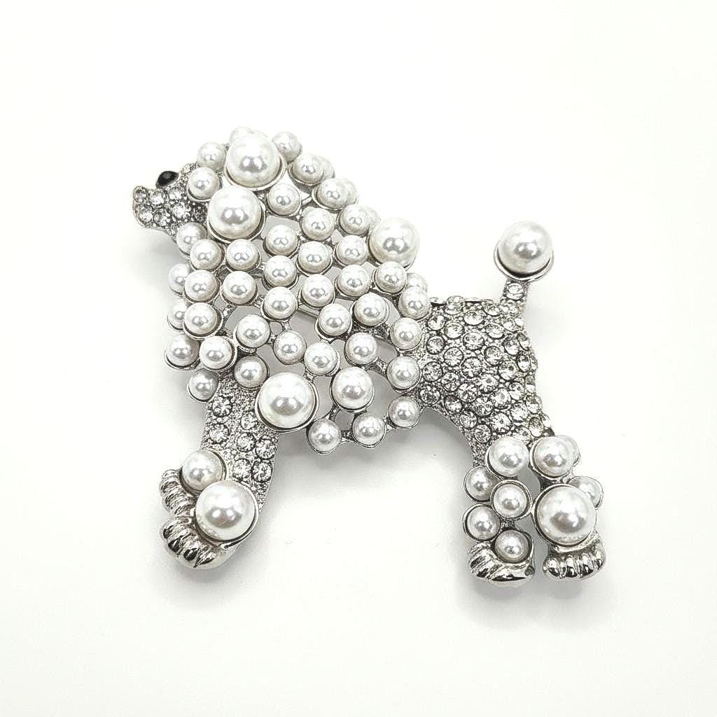 Sorority Inspired Poodle Brooch - Blue and Gold Sorority Gift - Pearl and Pave Crystal Poodle Pin - SGRho Pretty Poodles Accessories