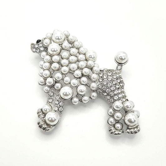 Sorority Inspired Poodle Brooch - Blue and Gold Sorority Gift - Pearl and Pave Crystal Poodle Pin - SGRho Pretty Poodles Accessories
