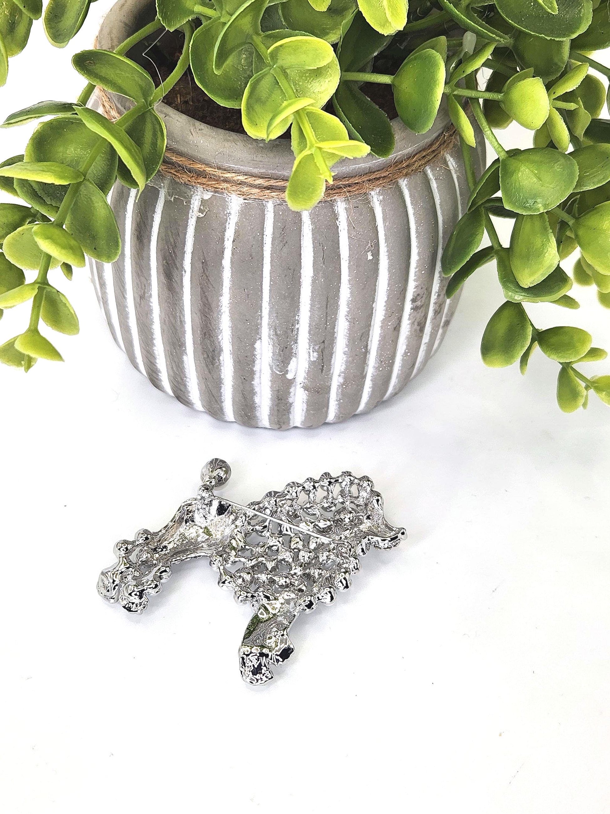 Sorority Inspired Poodle Brooch - Blue and Gold Sorority Gift - Pearl and Pave Crystal Poodle Pin - SGRho Pretty Poodles Accessories