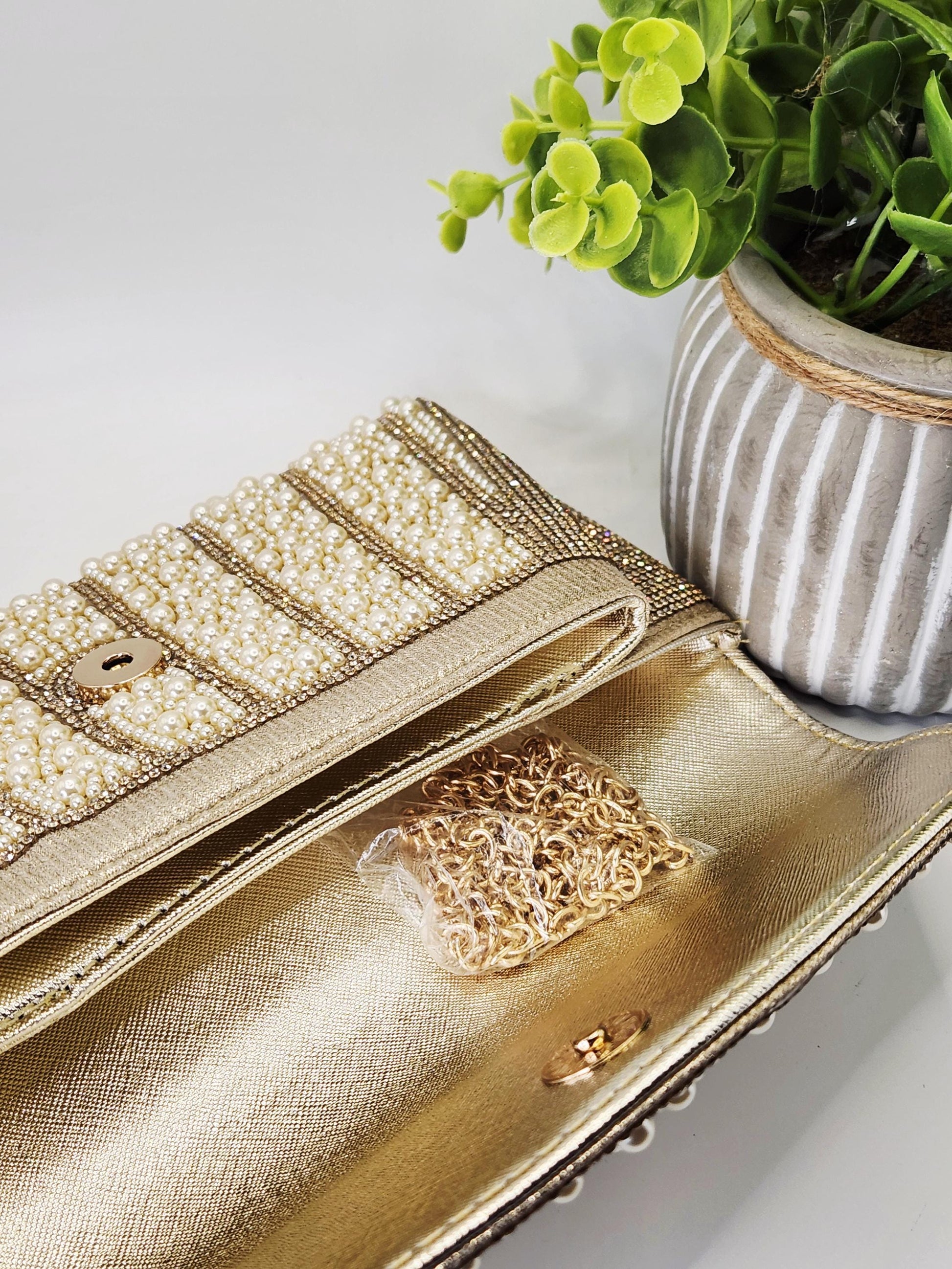Pearl and Rhinestone Envelope Clutch Bag | Vintage Inspired Glamor for Weddings Galas and Formal events