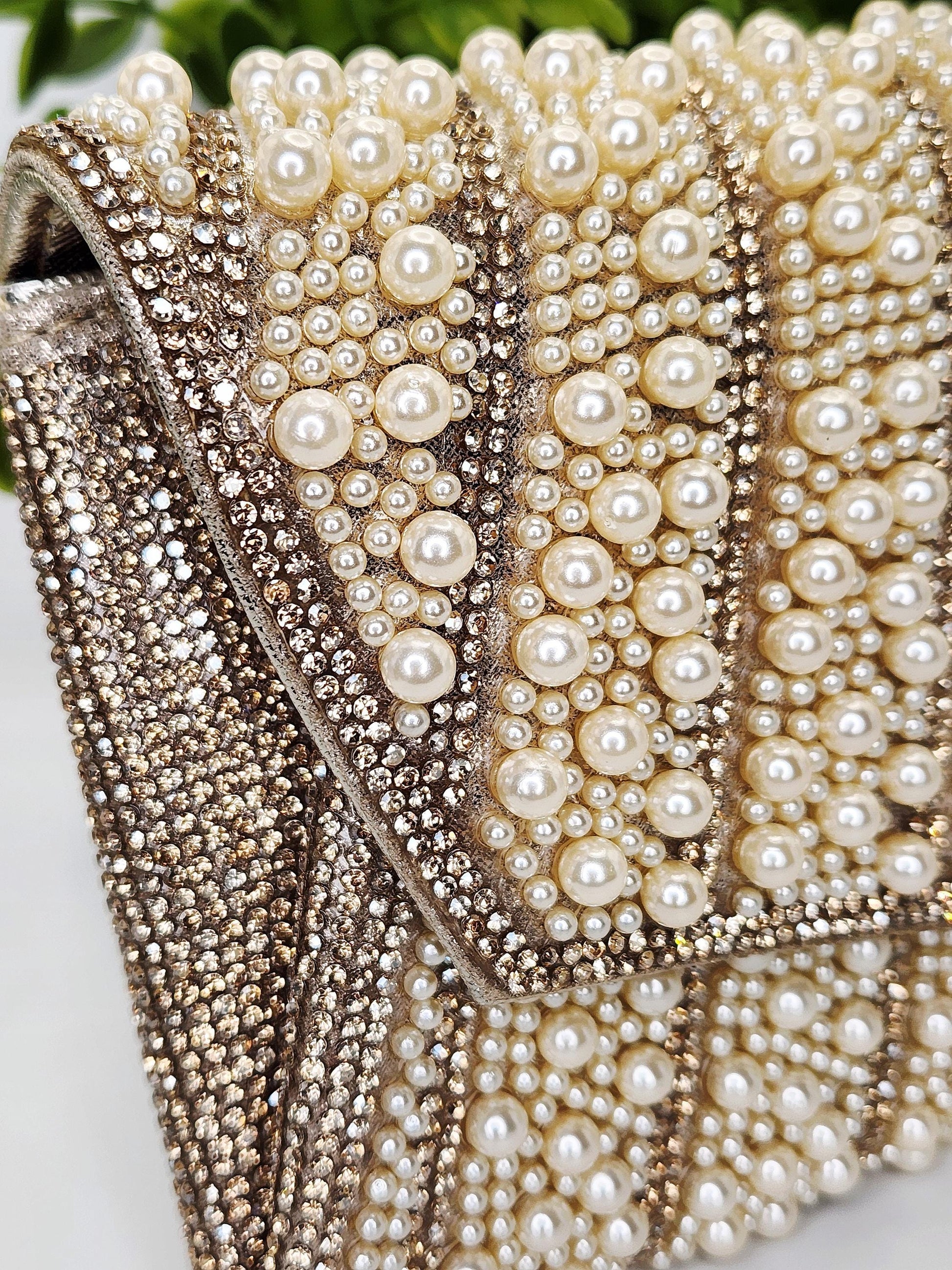 Pearl and Rhinestone Envelope Clutch Bag | Vintage Inspired Glamor for Weddings Galas and Formal events