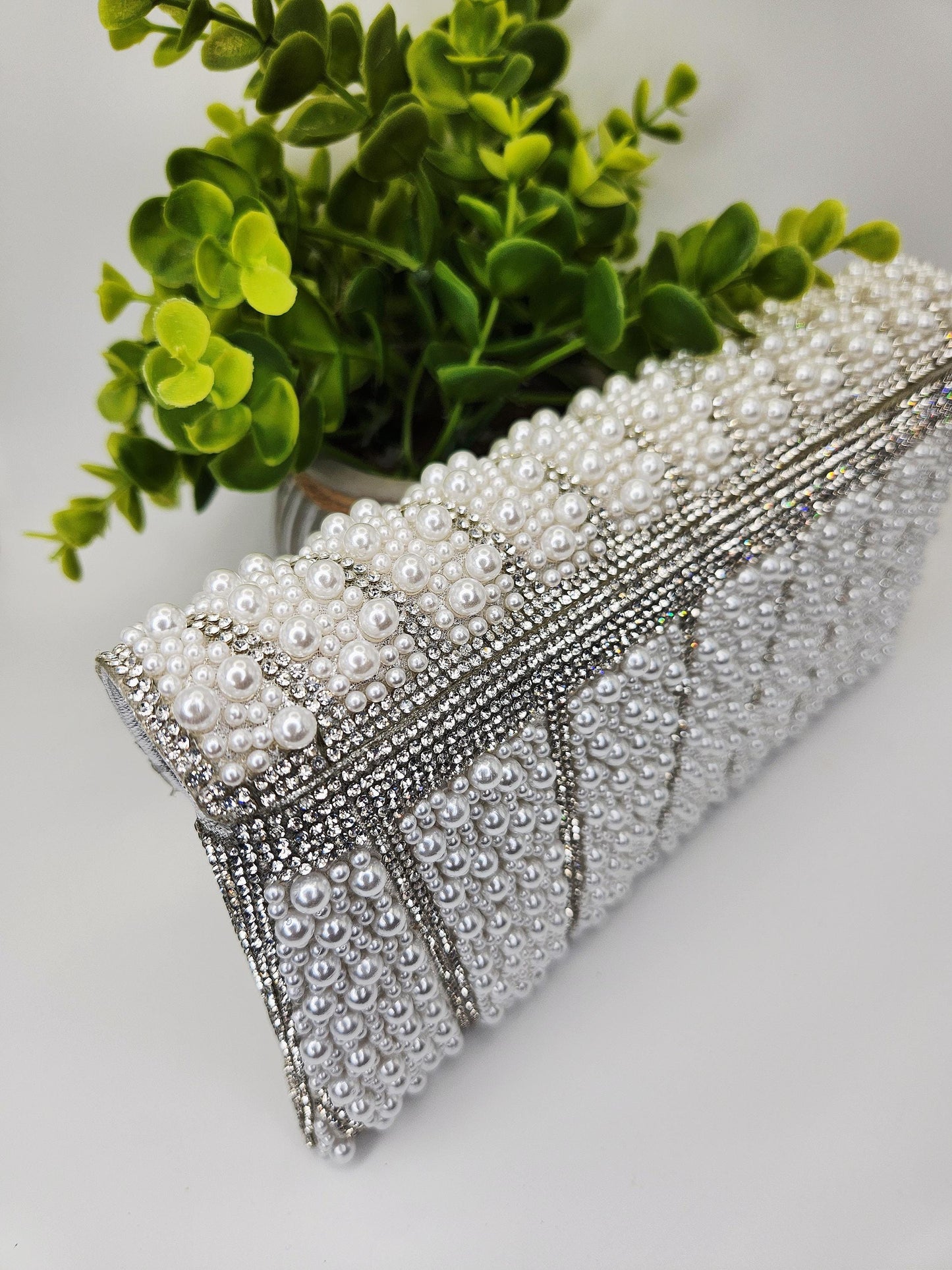 Pearl and Rhinestone Envelope Clutch Bag | Vintage Inspired Glamor for Weddings Galas and Formal events