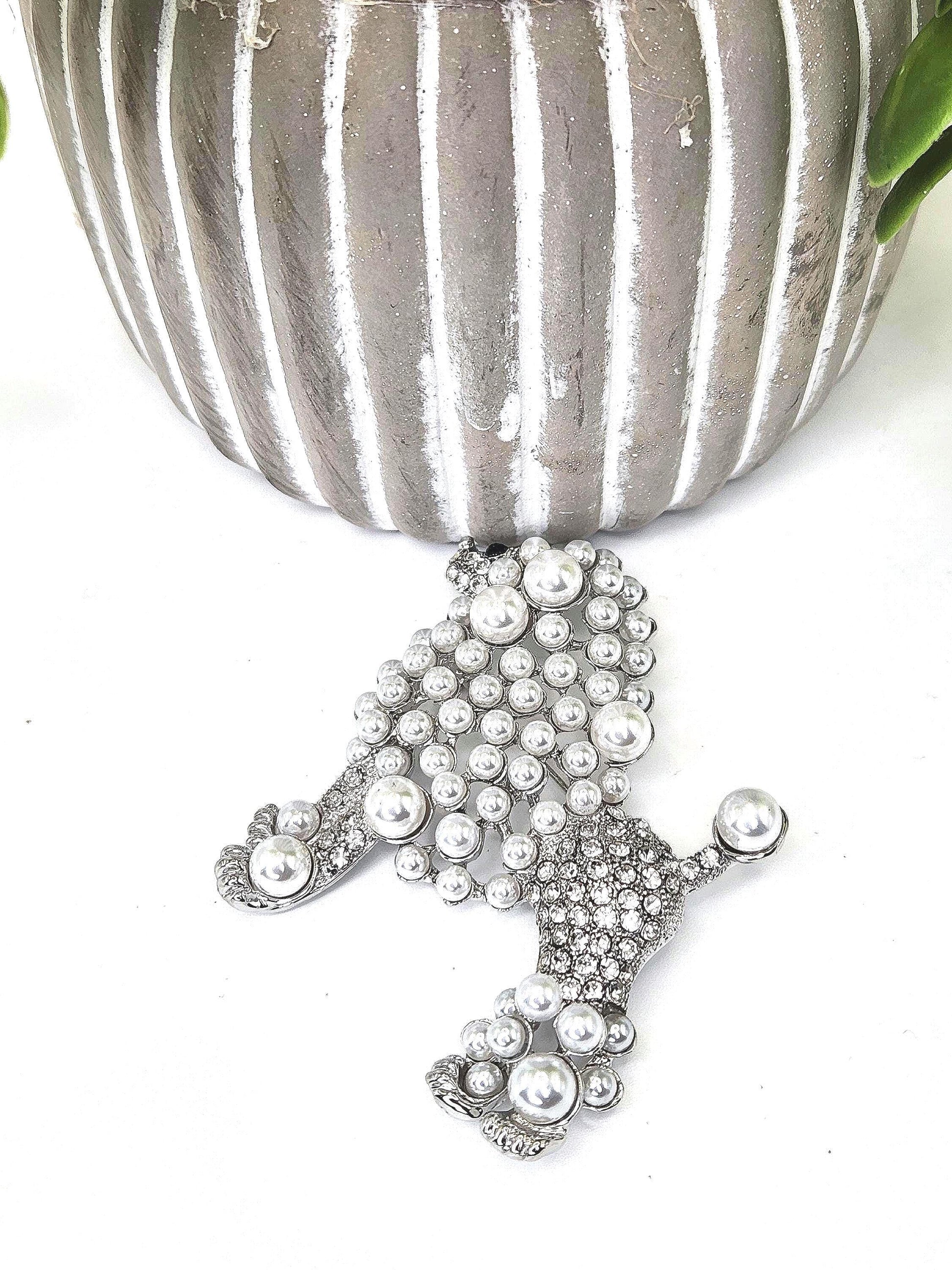 Sorority Inspired Poodle Brooch - Blue and Gold Sorority Gift - Pearl and Pave Crystal Poodle Pin - SGRho Pretty Poodles Accessories