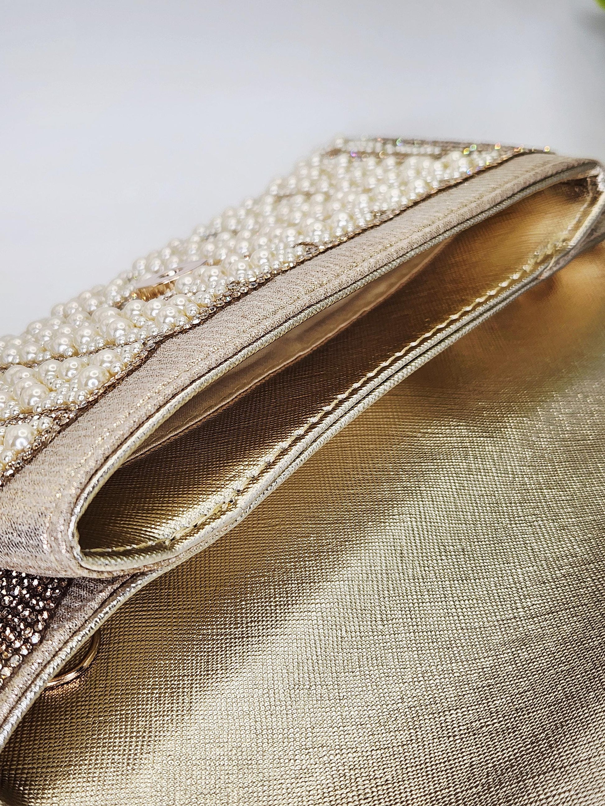 Pearl and Rhinestone Envelope Clutch Bag | Vintage Inspired Glamor for Weddings Galas and Formal events