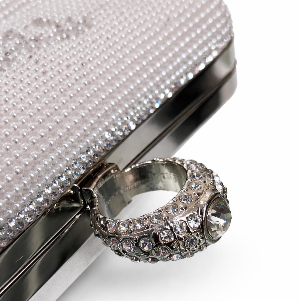 Sparkling Pearl and Rhinestone Bridal Clutch I Do Mrs or Bride