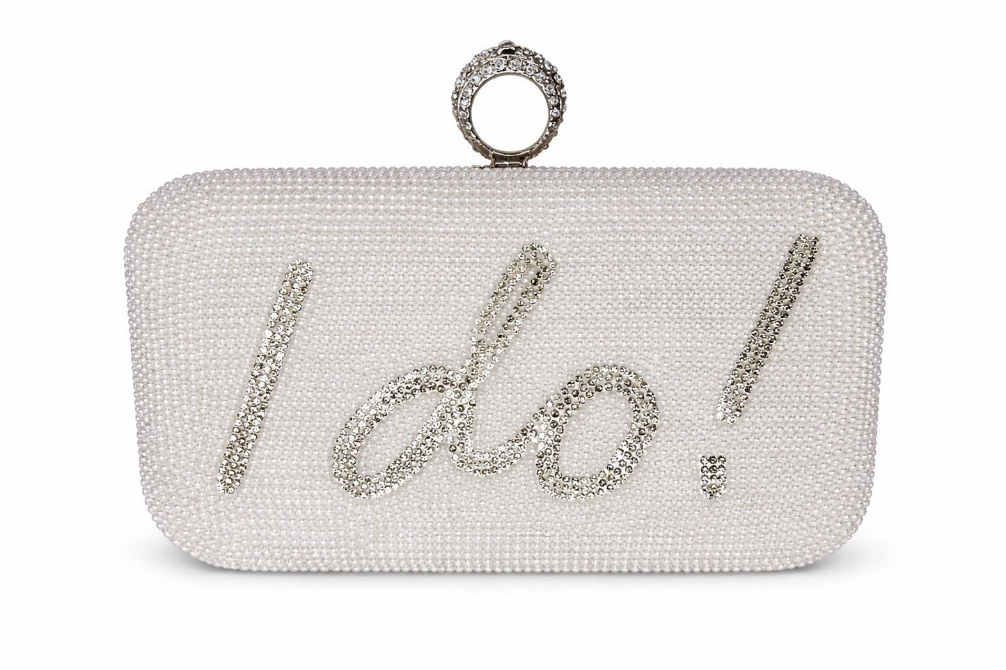 Sparkling Pearl and Rhinestone Bridal Clutch I Do Mrs or Bride
