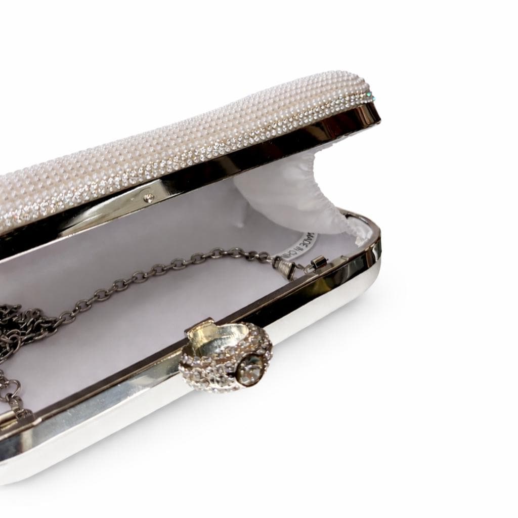 Sparkling Pearl and Rhinestone Bridal Clutch I Do Mrs or Bride