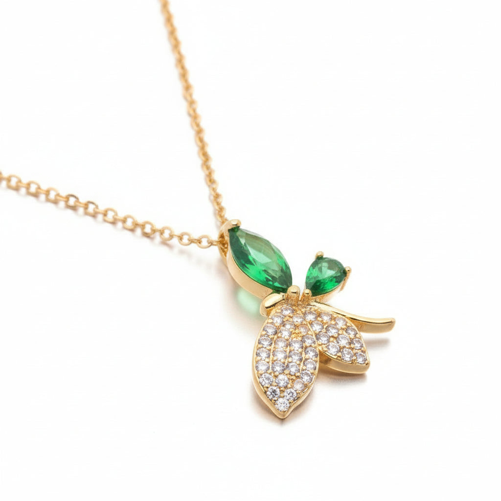 Golden Chrysalis Cubic Zirconia Necklace