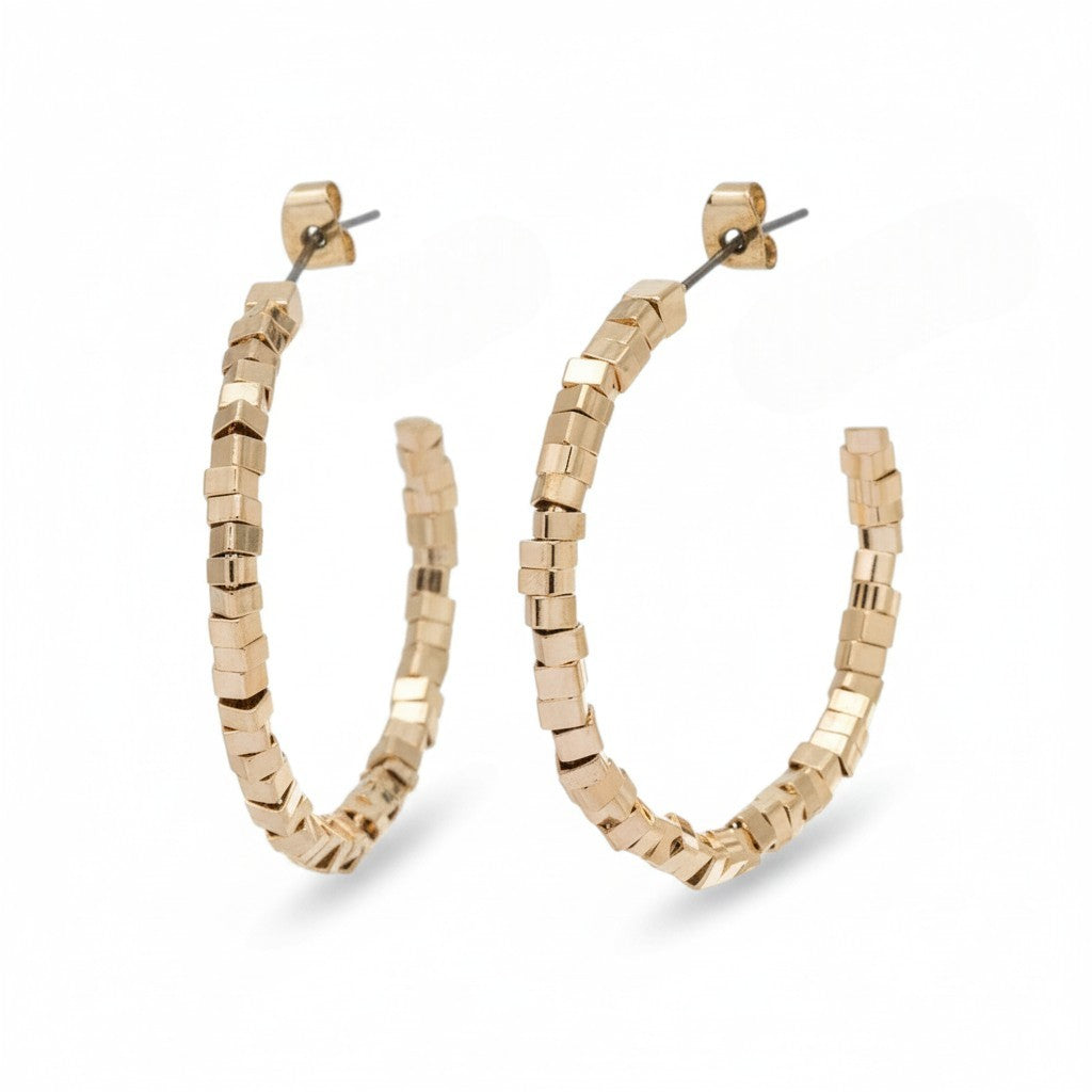 Jagged Edge Textured Hoop Earrings