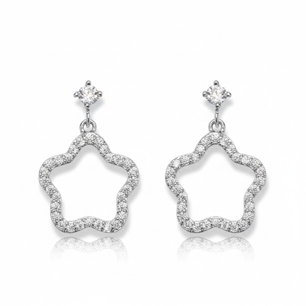 Lucky Clover Cubic Zirconia Drop Earrings