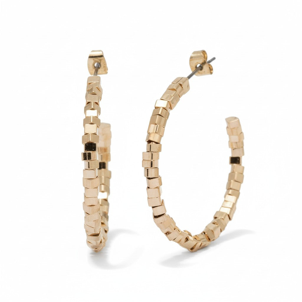 Jagged Edge Textured Hoop Earrings