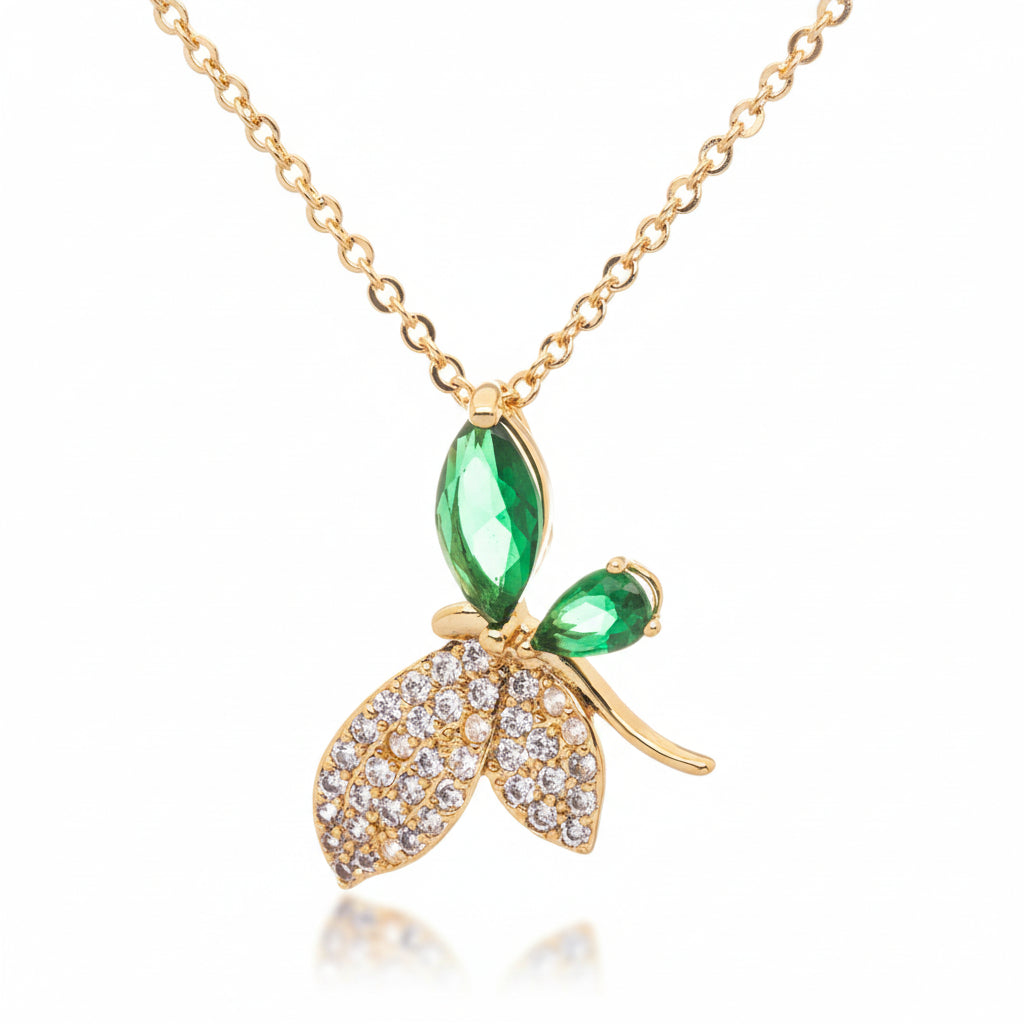Golden Chrysalis Cubic Zirconia Necklace