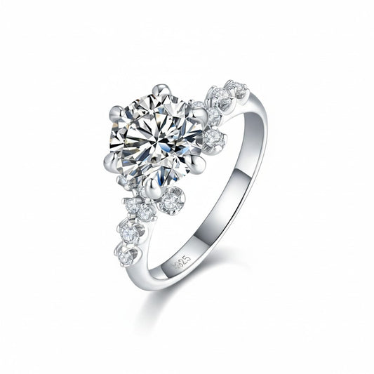 2K Moissanite 925 Sterling Silver Ring
