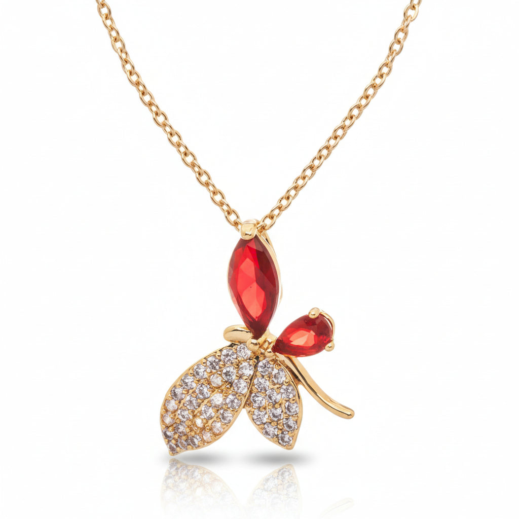Golden Chrysalis Cubic Zirconia Necklace