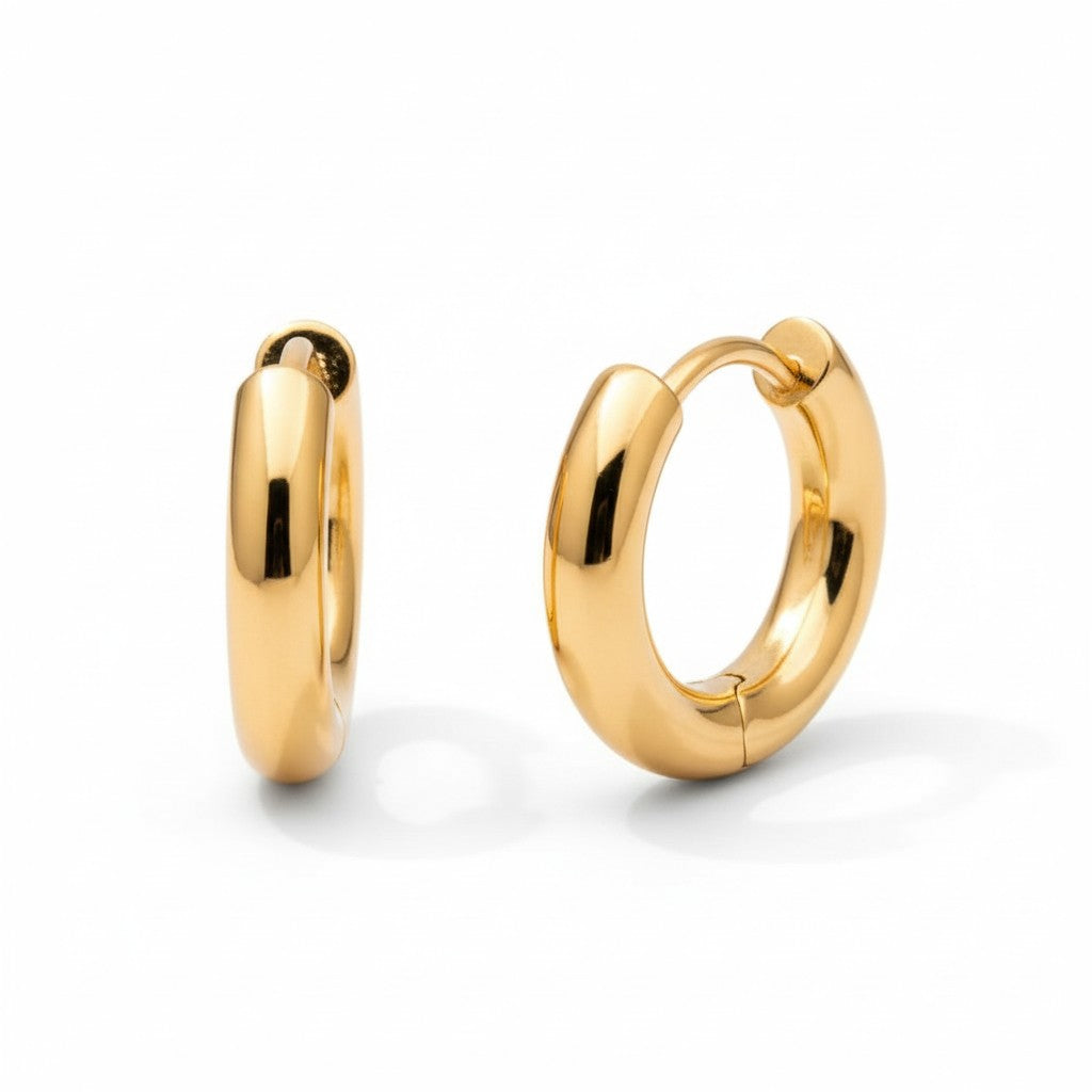 Minimalist 14MM Gold Plated Hoop Earrings