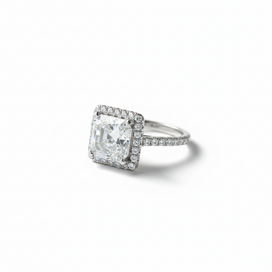 Modern Princess Ring 2K  Moissanite Platinum-Plated S925
