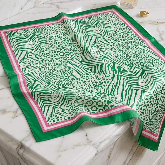 Pink and Green Animal Print Scarf
