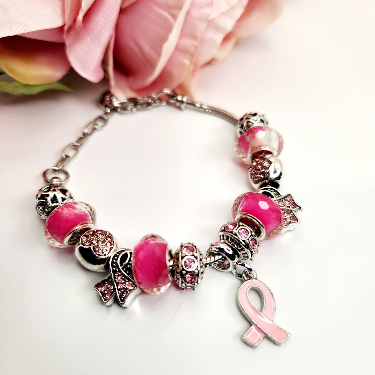 Pink Ribbon Charm Bracelet