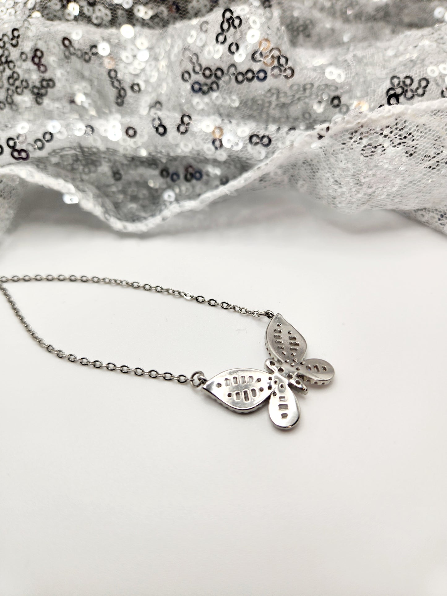 Twinkling Zircon Butterfly Necklace