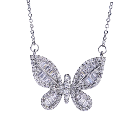Twinkling Zircon Butterfly Necklace