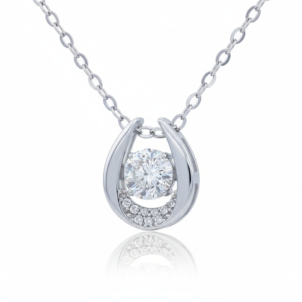 Moissanite Zircon Pendant Necklace Platinum Plated S925