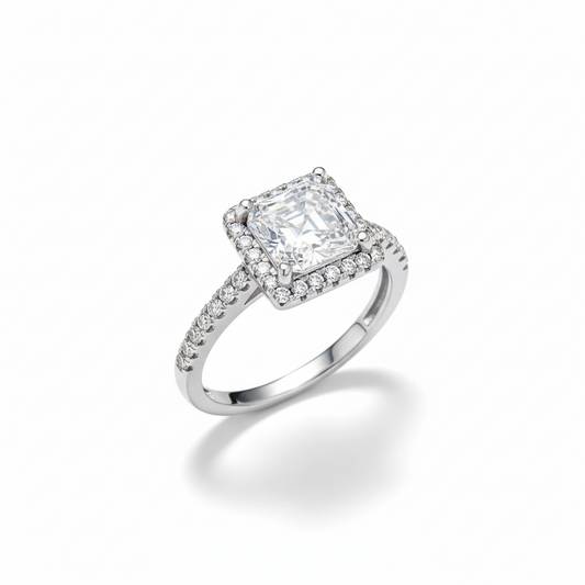 Modern Princess Ring 2K  Moissanite Platinum-Plated S925