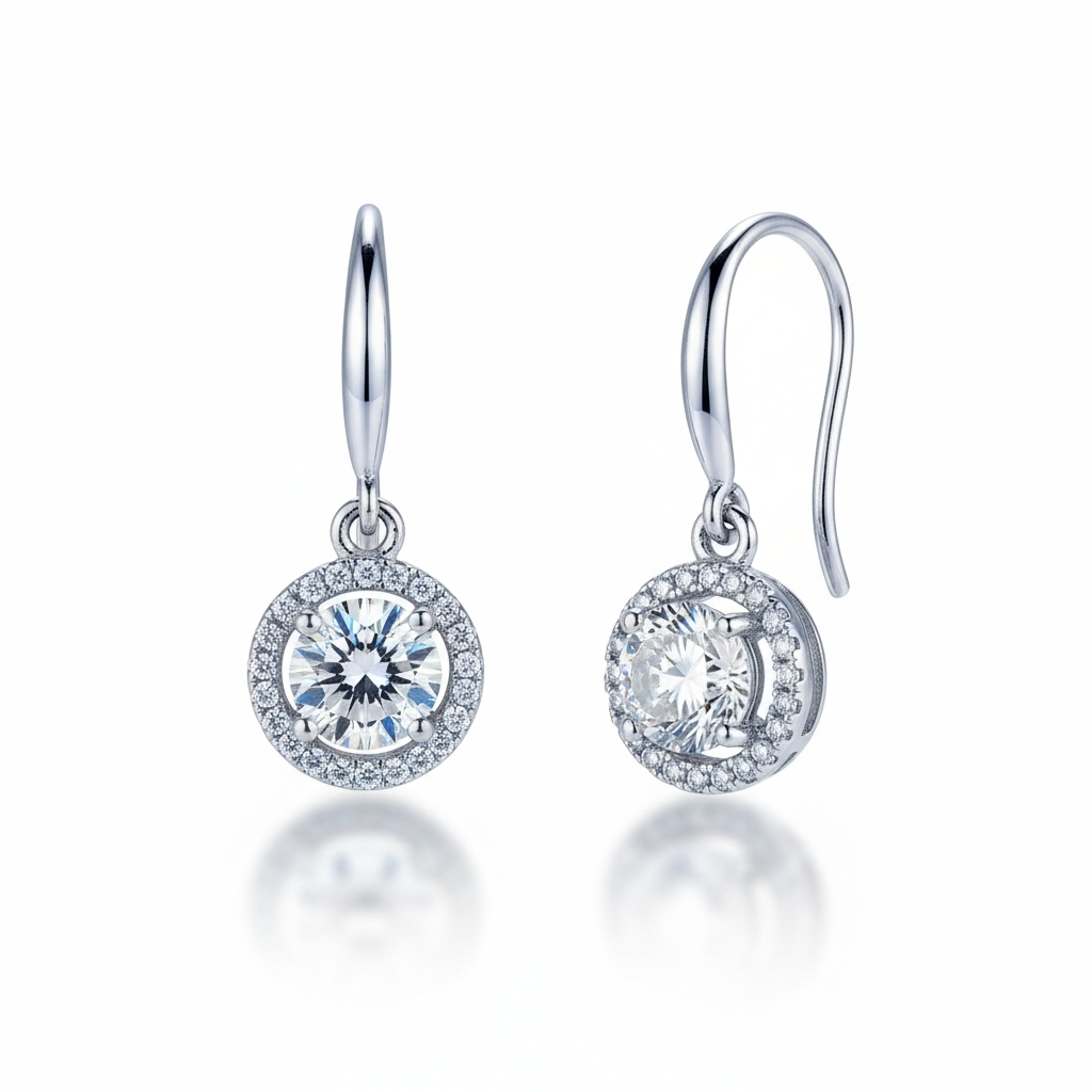 925 Sterling Silver Drop Moissanite Earrings