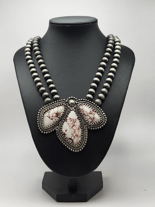 Blossom Stone Pendant Necklace and Earrings