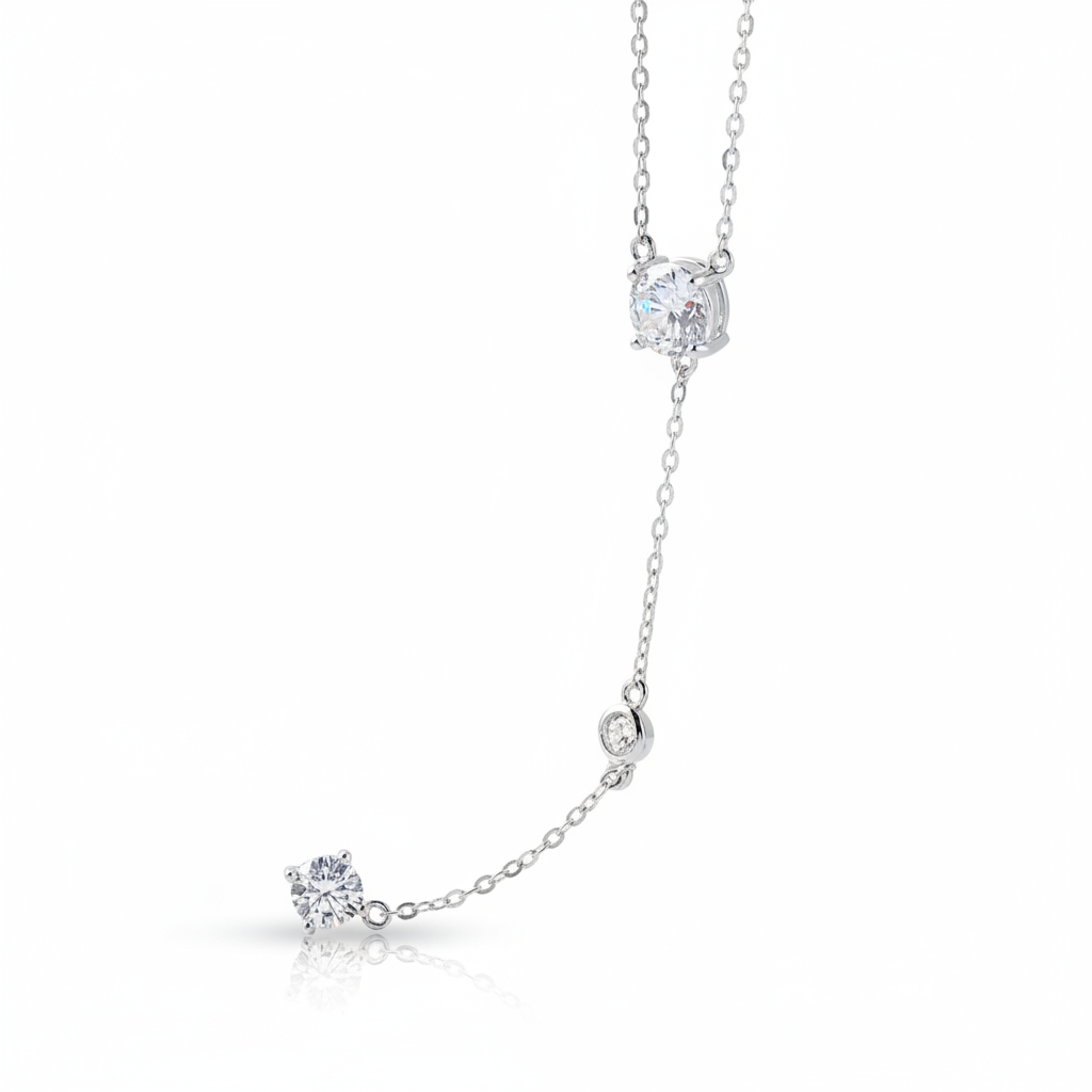 Lengthy Lariat Moissanite Necklace