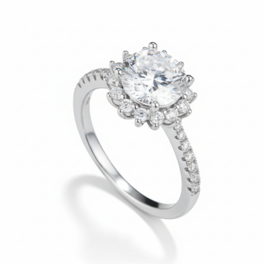 2K Moissanite 925 Sterling Silver Ring