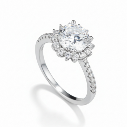 2K Moissanite 925 Sterling Silver Ring