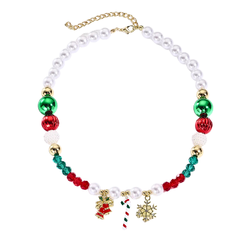 Festive Acrylic Charm & Bead Christmas Necklace