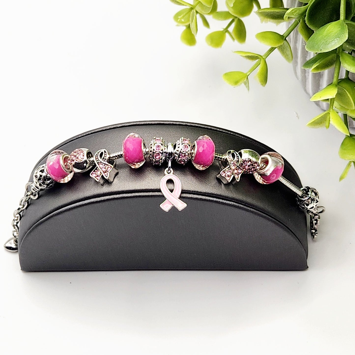 Pink Ribbon Charm Bracelet